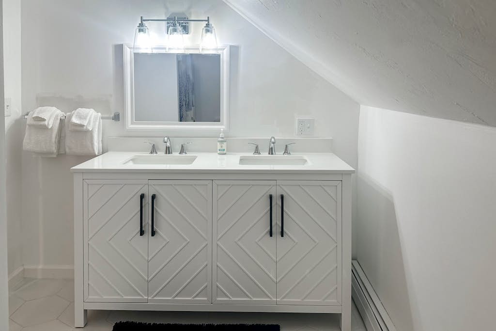 Bright bathroom with double vanity
